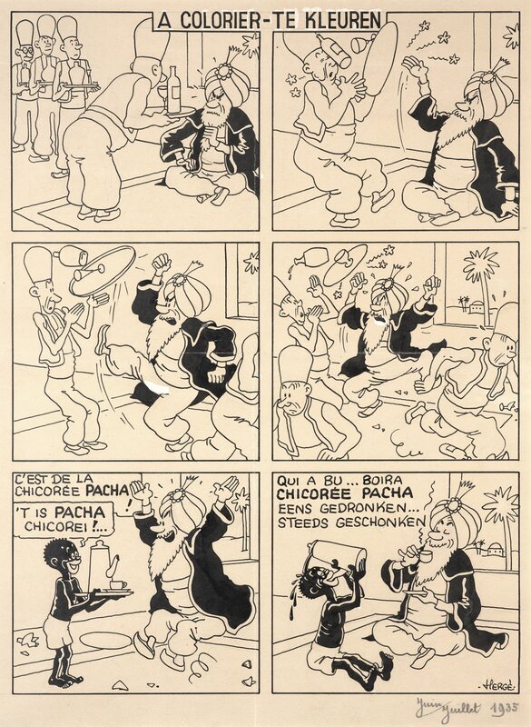 La Chicorée Pacha par Hergé - Planche originale