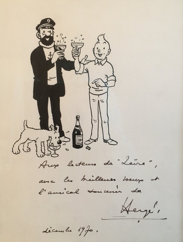 Hergé Joyeuses Fêtes - Illustration originale