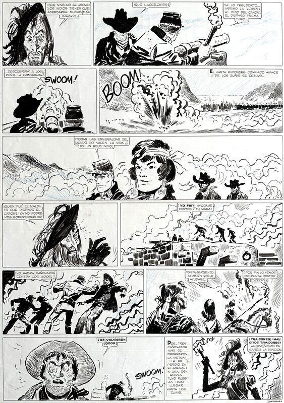 Sergent Kirk - Il castello di Titlàn par Hugo Pratt - planche originale - comic art - Planche originale