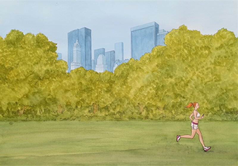 En vente - Central Park par Alain Poncelet - Illustration originale