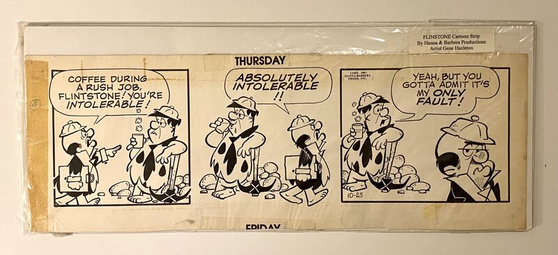 En vente - The FLINTSTONES Original Daily Strip Art 1984 / Gene Hazelton - Planche originale