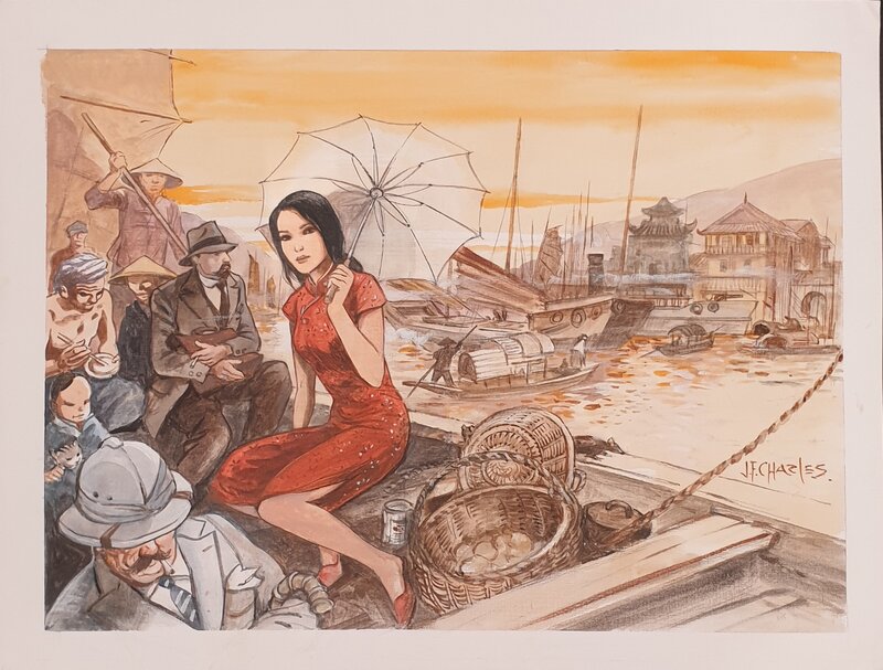 En vente - Jean-François Charles, Page de garde China Li T03 Galerie Nicolas Sanchez - Illustration originale