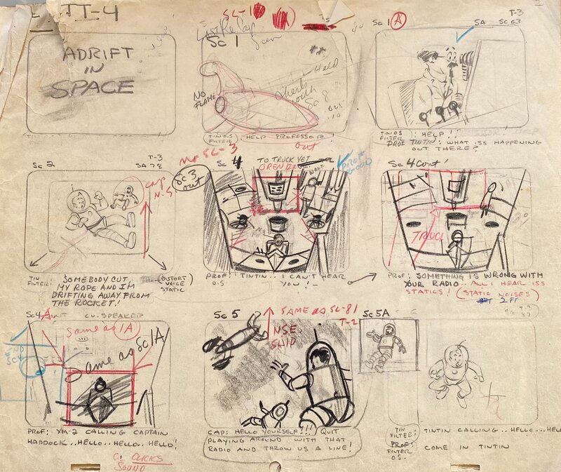 Hergé, Studios Belvision, Larry Harmon Studios, Tintin objectif Lune - Planche originale