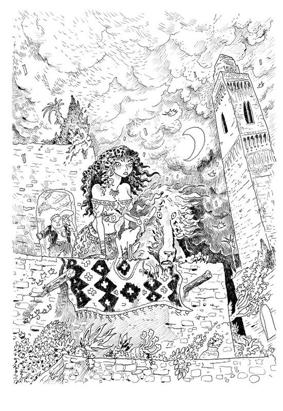 For sale - Joann Sfar, Le Chat du Rabbin T7 -  Illustration originale de couverture - Original Cover