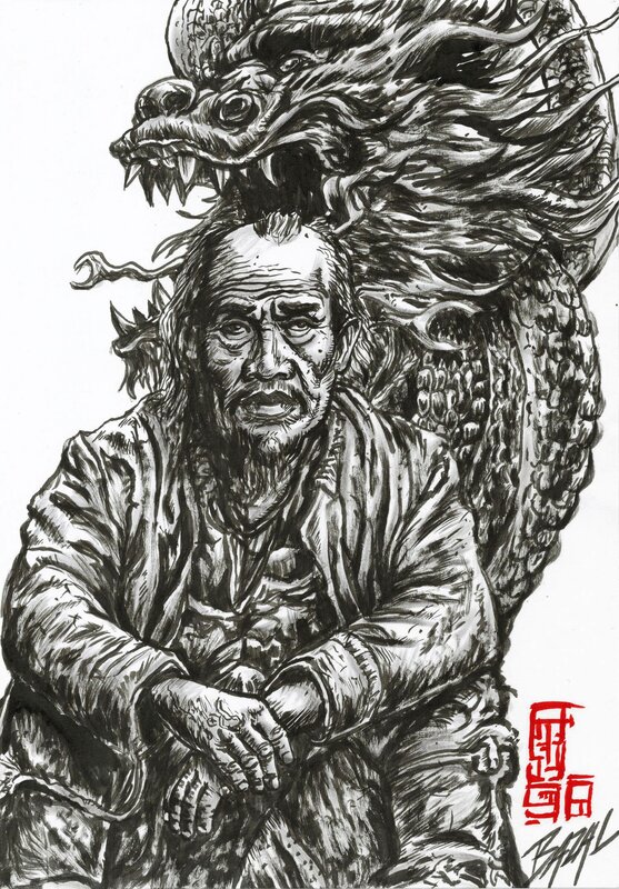 En vente - Angel Bazal, Hommage à Kim Jung Gi #4 - Illustration originale