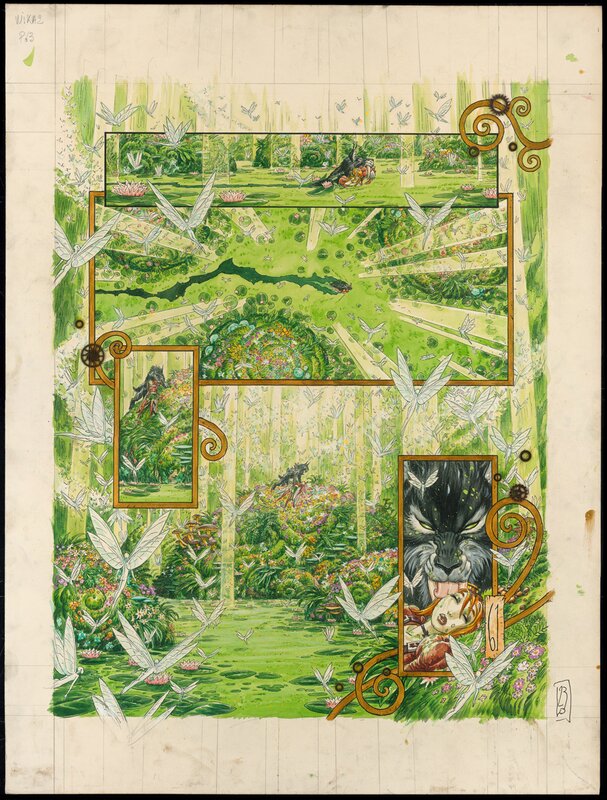 En vente - Olivier Ledroit, Planche originale 61 de Wika, tome 2 : Wika et les fées noires - Planche originale