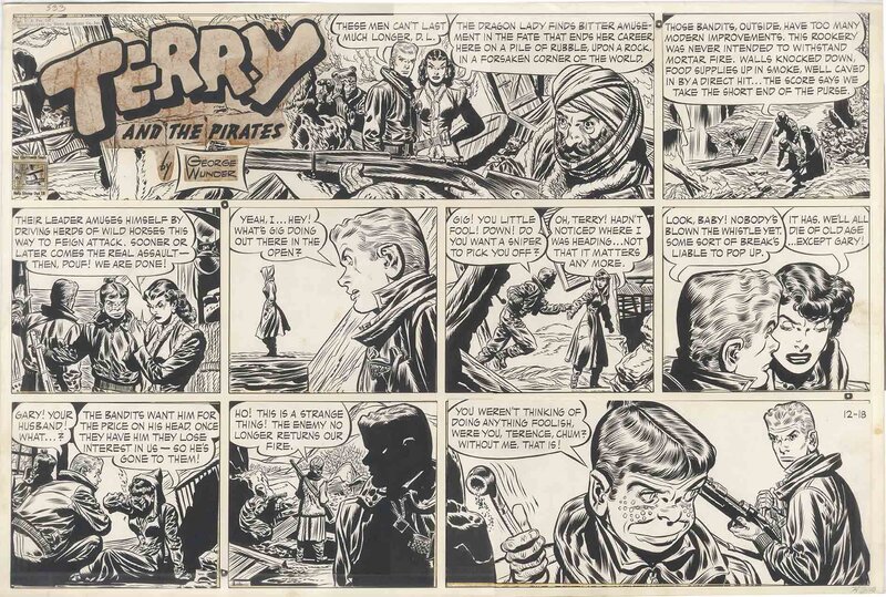 George Wunder, Terry and the Pirates - Sunday du 18 Decembre 1949 - Planche originale