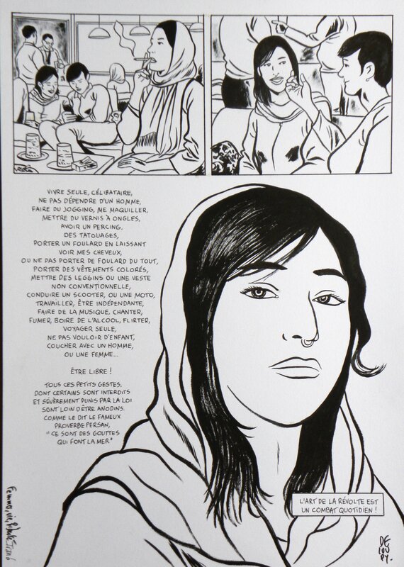For sale - Femmes vie liberté  – Une révolution Iranienne – Page Fin – Farid Vahid et Deloupy ( conçu sous la direction de Marjane Satrapi - Comic Strip