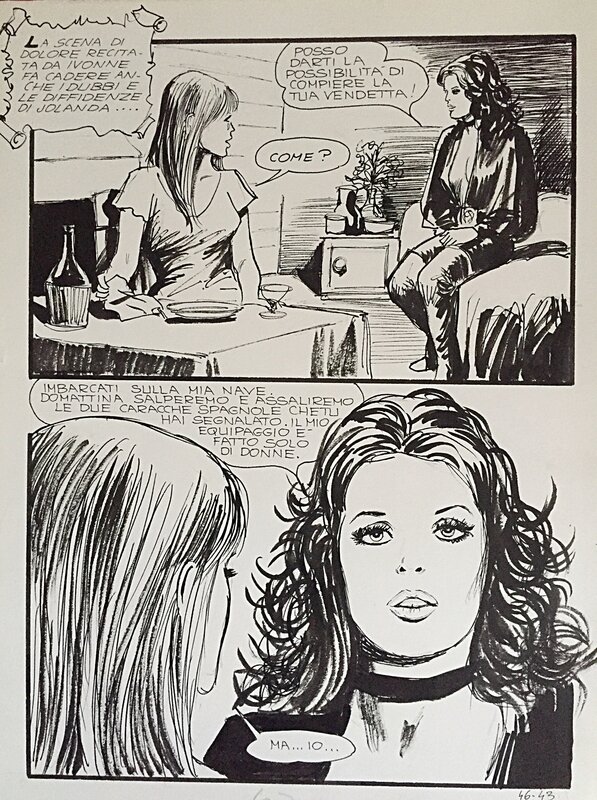 Manara, Jolanda De Almaviva#46, Trappola mortale, planche n°43, 1972. - Planche originale