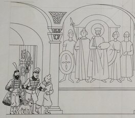 Hergé | Planche 6E DOUBLE PAGE DE L'ALBUM POP-HOP " LE SCEPTRE D'OTTOKAR" | 2DGalleries