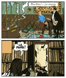 Autre exemple d'une case de Tardi inspirée d'une case de Hergé