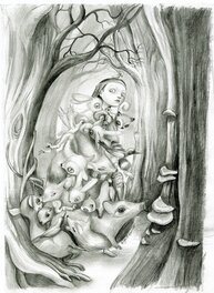 Benjamin Lacombe - Blanche Neige - Illustration originale