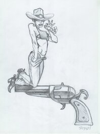 Mathieu Reynes - Pin-Up Cowgirl - Original Illustration