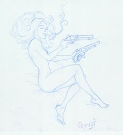 Mathieu Reynes - Pin-Up Cowgirl - Original Illustration