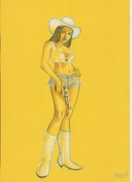 Mathieu Reynes - Pin-Up Cowgirl couleur - Original Illustration