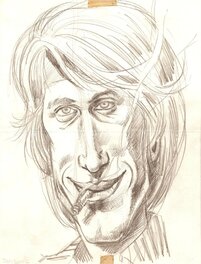 Tibet - Tibet - Caricature Jacques Dutronc - 1974 - Illustration originale