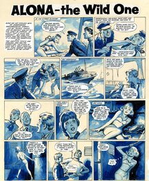 Leslie Otway - Otway - Alona the wild one au lavis bleu - Planche originale