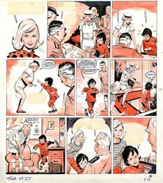 Georges Lévis - Georges LEVIS (JEAN SIDOBRE) : Planche My Chum Yum Yum lavis rouge 1967 - Comic Strip