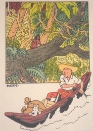 Studios Hergé - Hergé (Studios) : Tirage aquarellé Tintin L'oreille cassée 1942 - Original Illustration