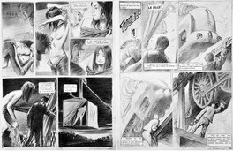Comic Strip - Schuiten, La Douce, double page crayonnée recto verso, publiée
