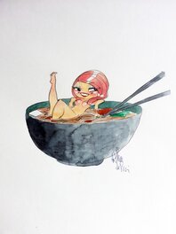 Arthur De Pins - De PINS Arthur - Aquarelle "Ramen-toi" - Illustration originale