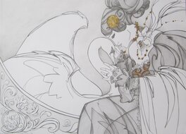 Illustration femme au cygne par Ingrid Liman