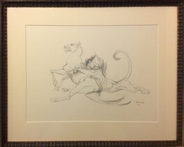 Claire Wendling - Lion et Cheval - Illustration originale