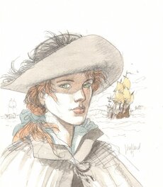 André Juillard - Ariane colored cover sketch - Original Illustration