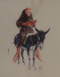 René Follet - Donkey Ride - Illustration originale