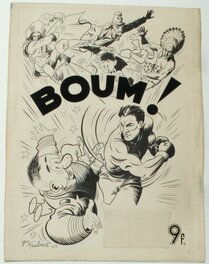 Jean Trubert - Boum !  couverture reliure 1942 - Planche originale