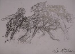 René Follet - Chevaux - Original art