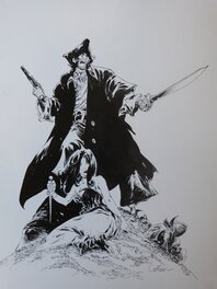 Mathieu Lauffray - Long John Silver, Illustration originale, encadrée - Original Illustration