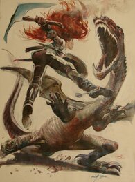 René Follet - Dragon - commission - Illustration originale