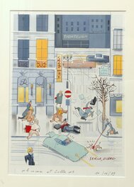 Serge Clerc - Plume et colle ...superbe dessin couleurs de Décembre 1989 - Comic Strip