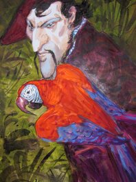 Gradimir Smudja - Paul gauguin et son perroquet - Illustration originale