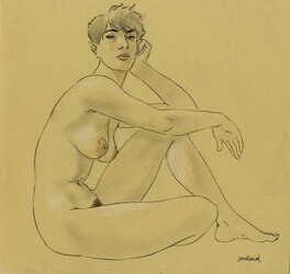 André Juillard - Louise dans "Le cahier bleu". - Illustration originale