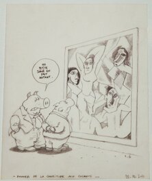 O'Groj - Donner de l'art aux cochons ? - Original Illustration