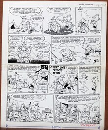 Greg - Achille découvre un trésor en vacances   !?..  - Alllez Talon d'or !!! - Planche originale