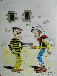 Michel Janvier - Lucky Luke & Averell - Illustration originale