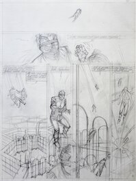 François Schuiten - Schuiten, Nogegon, crayonné de la planche 8 - Œuvre originale