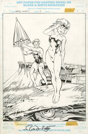 Rick Leonardi - Marvel Swimsuit Special #2 P43: Spider-Man 2099 Miguel O'Hara & Lyla - Illustration originale