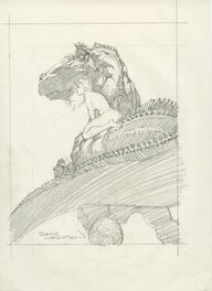 Berni Wrightson - More Macabre Trading Card , sketch #51, titré, Reptile Ride1994 FPG - Œuvre originale