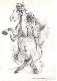 Guido Buzzelli - La cavalière - Original Illustration