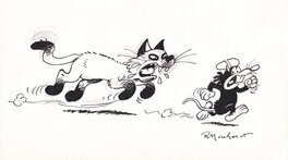Raymond Macherot - Chat et rat - Original Illustration