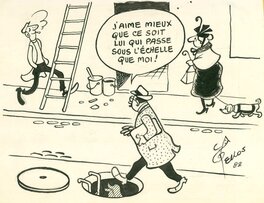 René Pellos - Dessin gag - Illustration originale