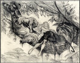 Régis Moulun - 3 panthers - Illustration originale