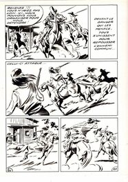 André Oulié - L'homme traqué, l'attaque des Apaches - Zorro n°122 pl. 20, SFPI, 1961 - Planche originale