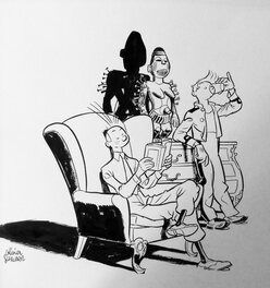 Olivier Schwartz - Spirou - Page titre Femme Léopard - Planche originale