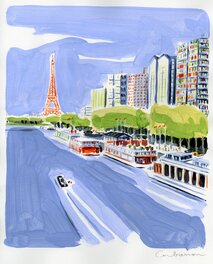 Dominique Corbasson - La tour eiffel par une grande dame de l'illustration !! - Planche originale