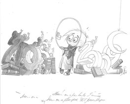 Alberto Varanda - Varanda Alberto - Petit Pierrot et Mr Escargot vous souhaitent une bonne année 2009 - Original Illustration